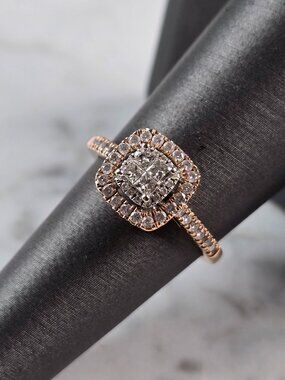Womens Vintage Estate 14K Rose Gold Diamond Ring 2.6g E6738